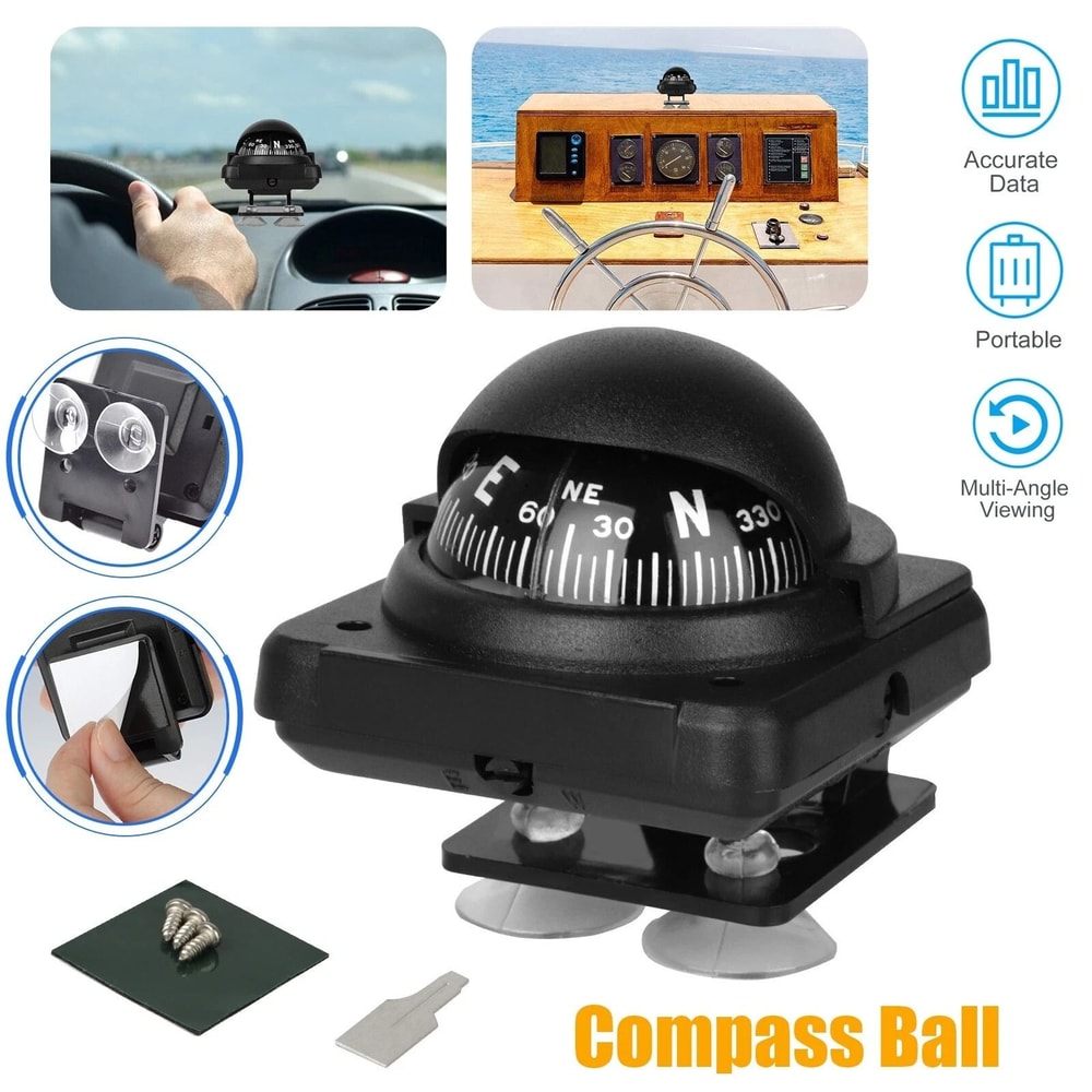 VehicleMounted Navigation Compass Adjustable Car Compass Ball For Dashboards 3