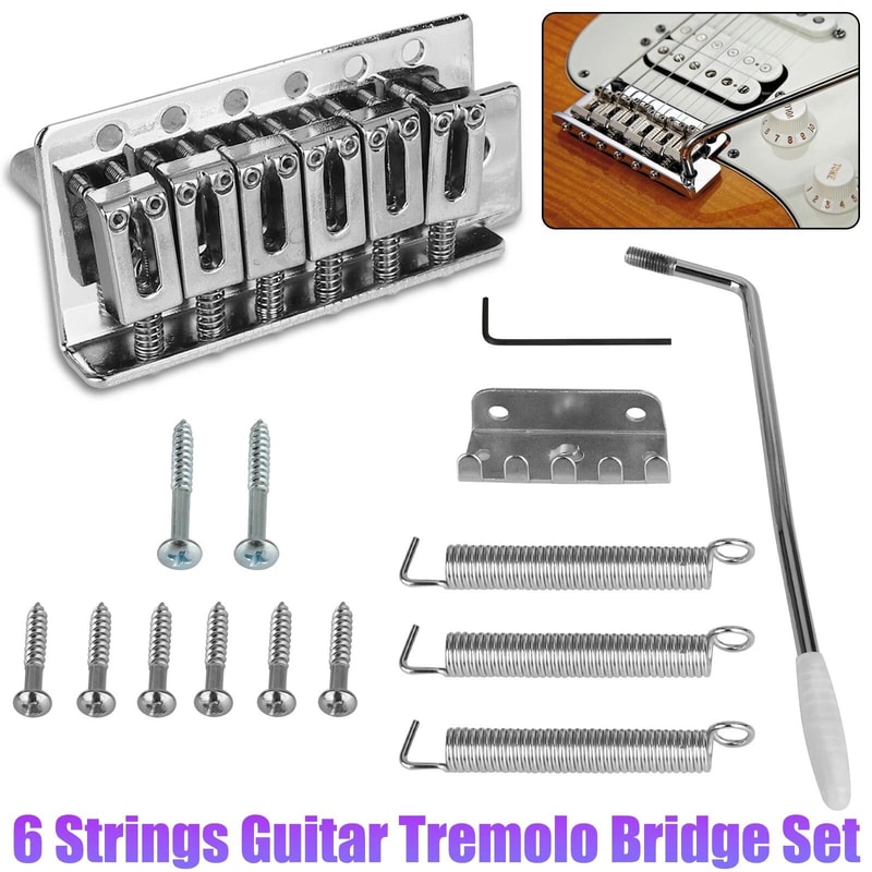 High Gloss Chrome Tremolo Bridge Set With Adjustable Saddles For Stratocaster 1