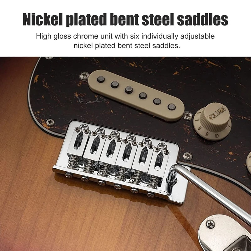 High Gloss Chrome Tremolo Bridge Set With Adjustable Saddles For Stratocaster 6