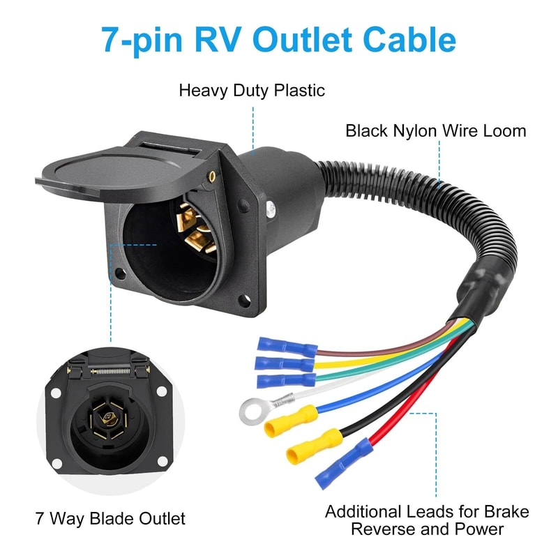 Durable Trailer Plug Wiring Harness Kit RV Socket With Mounting Bracket 7