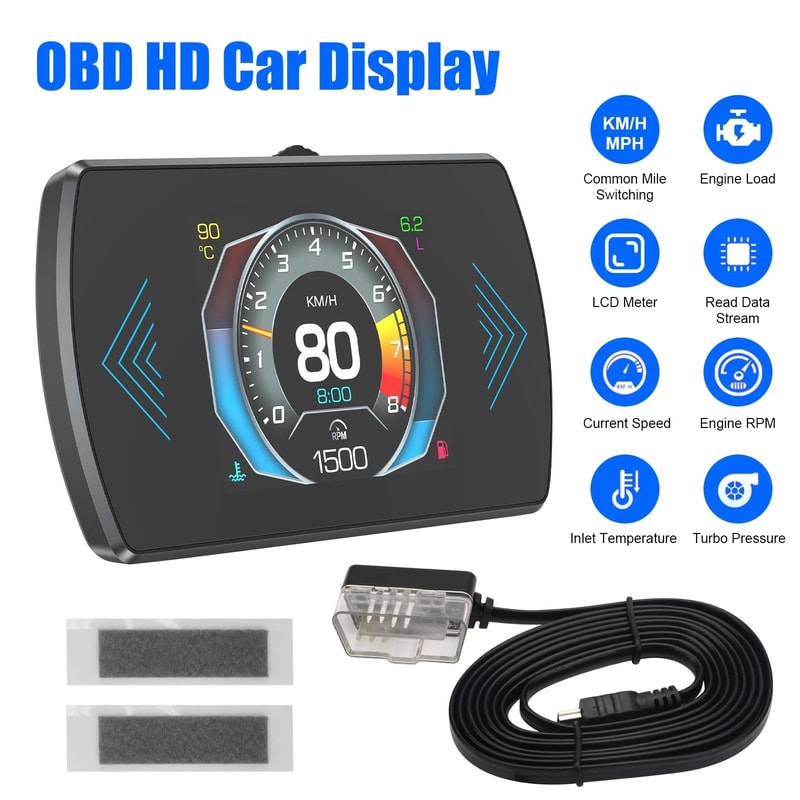 Digital Gauge Head Up Display With Speedometer RPM Voltage Fuel Monitoring 0