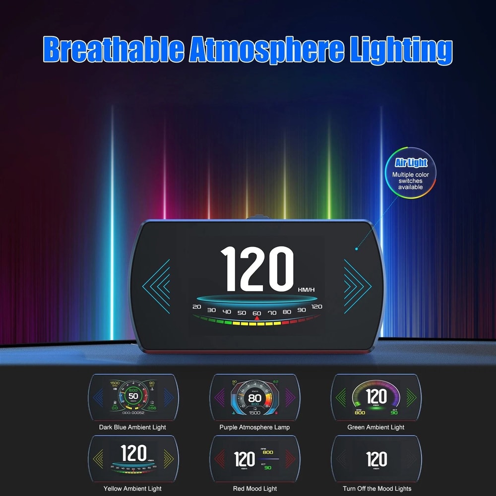 Digital Gauge Head Up Display With Speedometer RPM Voltage Fuel Monitoring 2