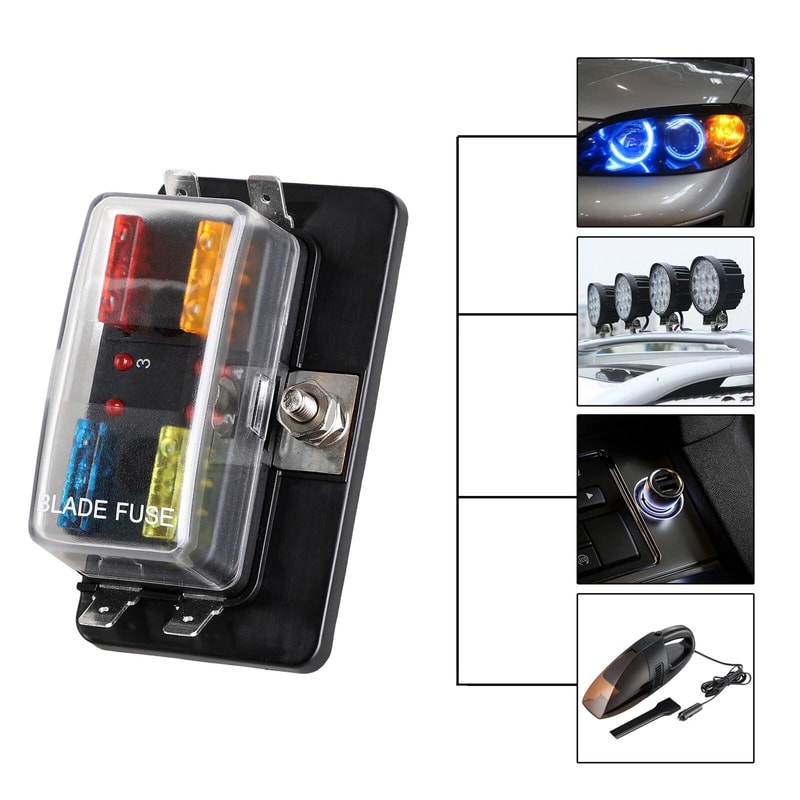LED Indicator Fuse Box Durable Block Holder Fuse Holder For Vehicles 2