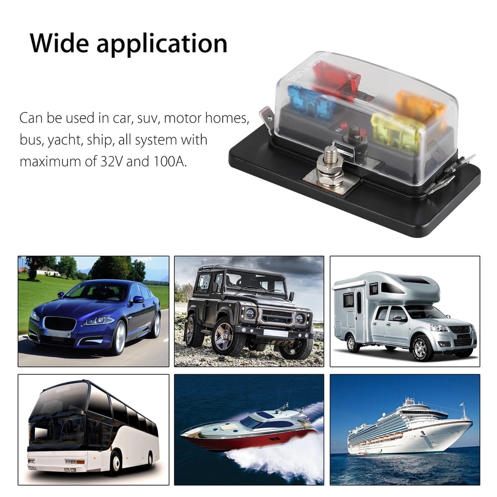 LED Indicator Fuse Box Durable Block Holder Fuse Holder For Vehicles 4