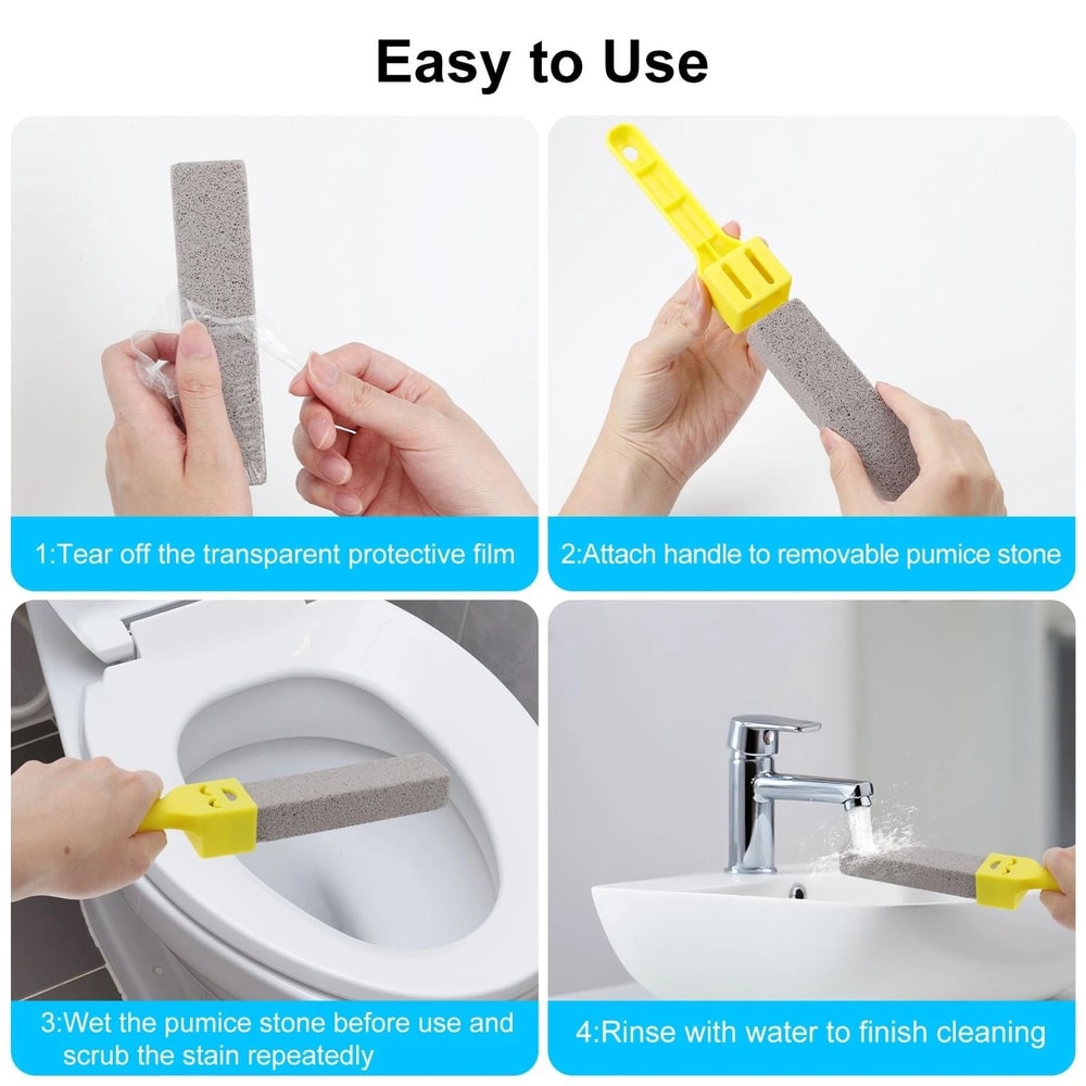 Pumice Stone Toilet Cleaner Hard Stain Remover With Heavy Duty Handle 3