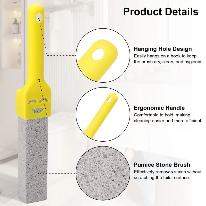 Pumice Stone Toilet Cleaner Hard Stain Remover With Heavy Duty Handle 6