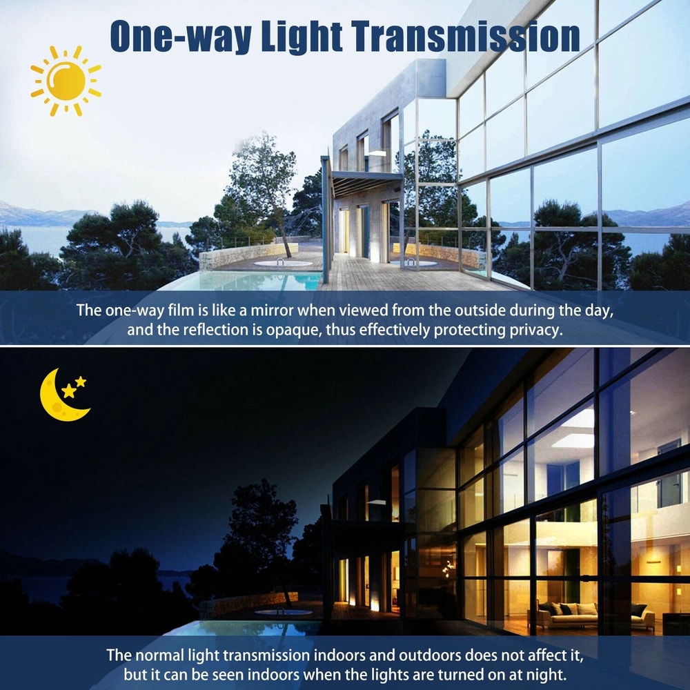 Heat Control Mirror Window Film Privacy Tint UV Reflective Sun Protection 5