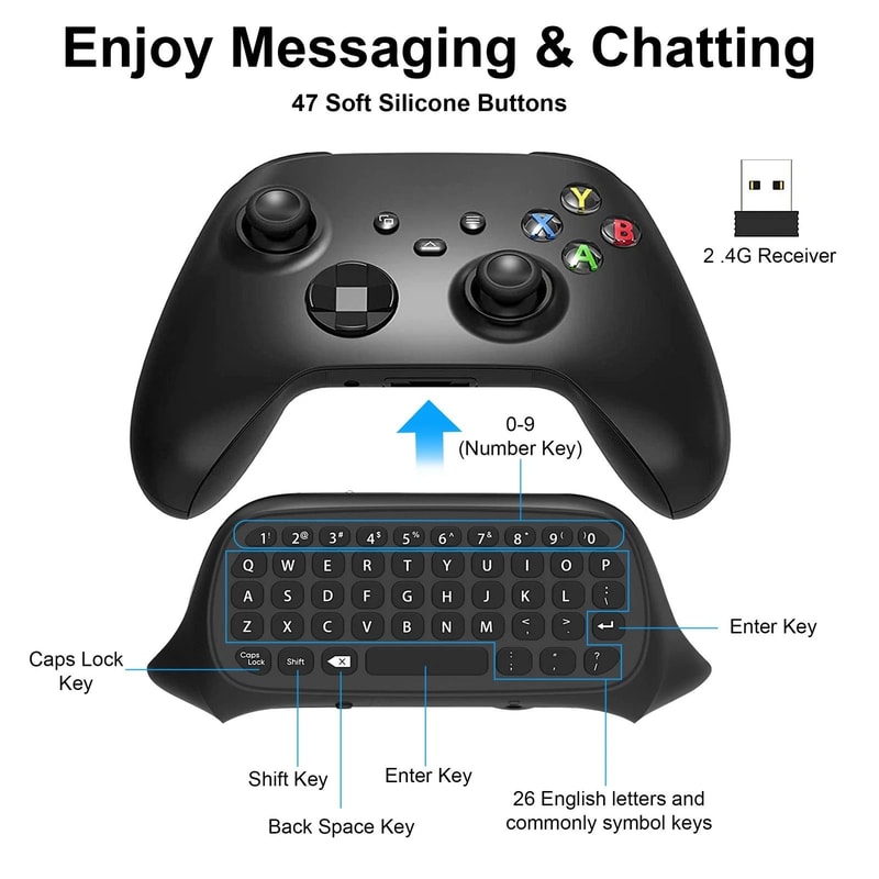 Wireless Keyboard Chatpad Game Controller Text Chat 6