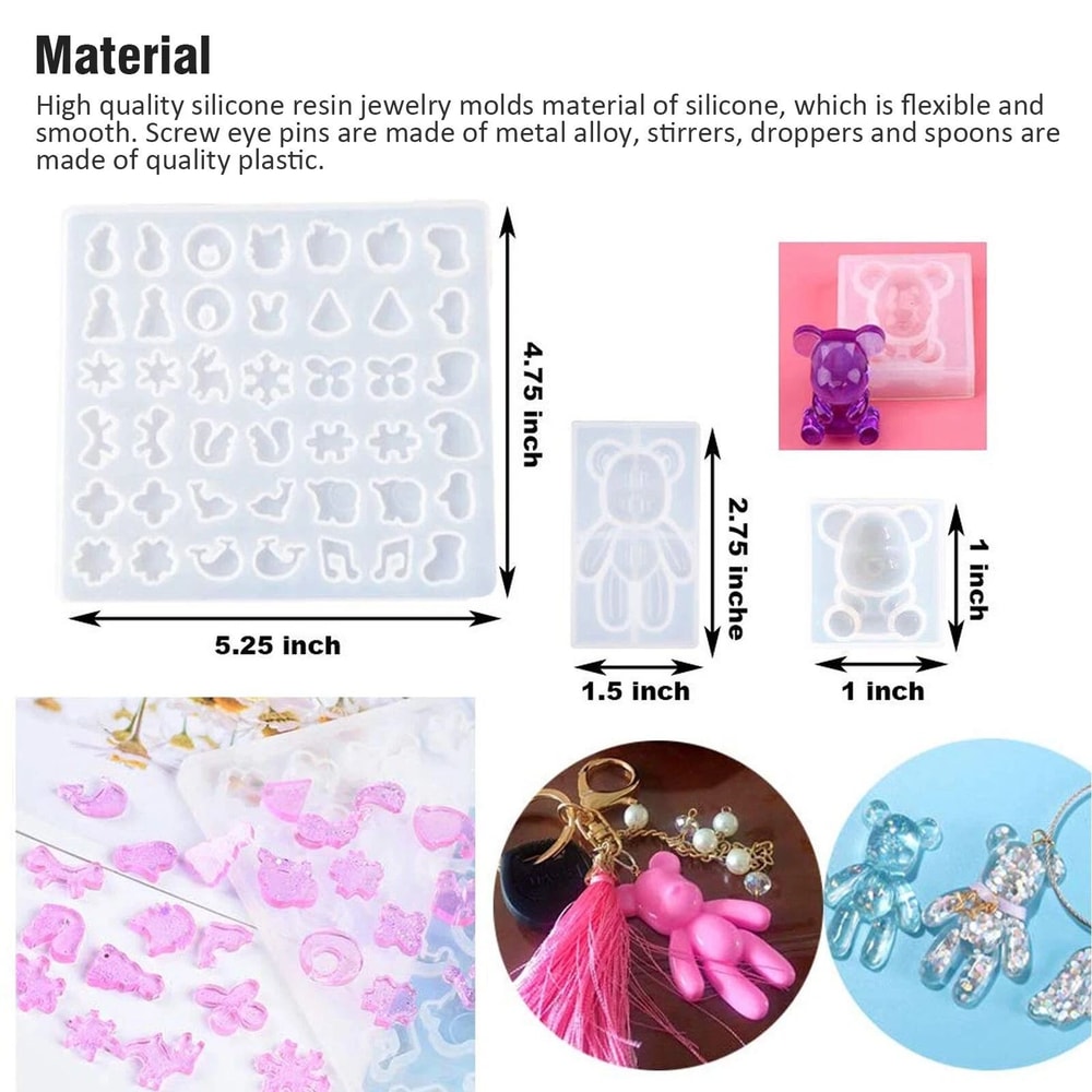 Epoxy Resin Jewelry Molds Set With Silicone Molds Jewelry Making Kit Pendant Craft Supplies 2