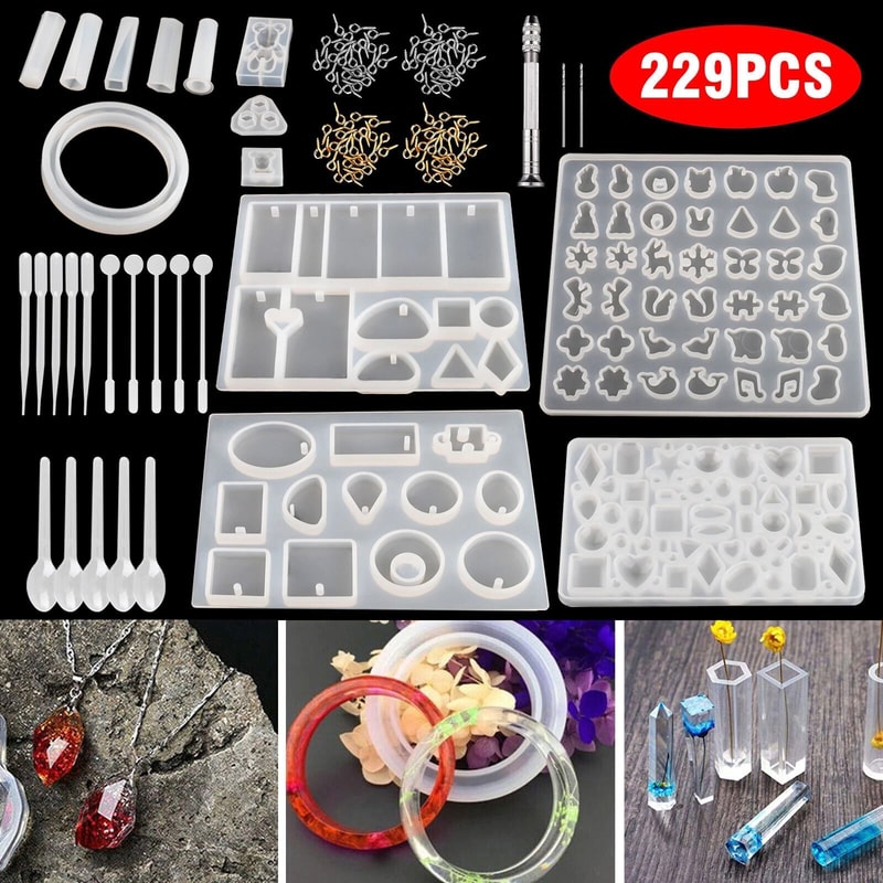 Epoxy Resin Jewelry Molds Set With Silicone Molds Jewelry Making Kit Pendant Craft Supplies 3