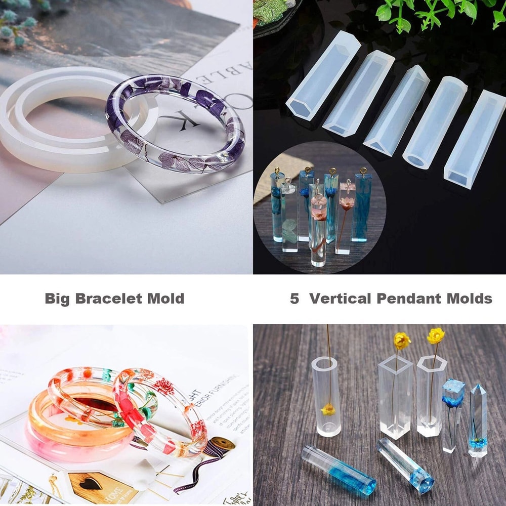 Epoxy Resin Jewelry Molds Set With Silicone Molds Jewelry Making Kit Pendant Craft Supplies 5