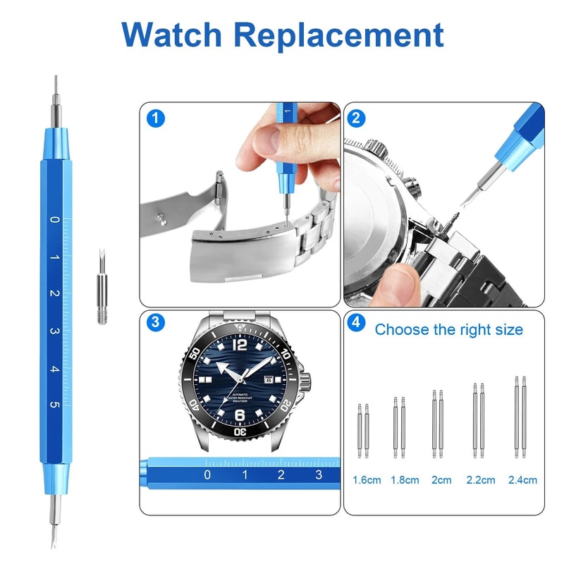 Watch Band Strap Link Pin Remover Resizing Spring Bar Repair Kit Adjustment Tool Set 4