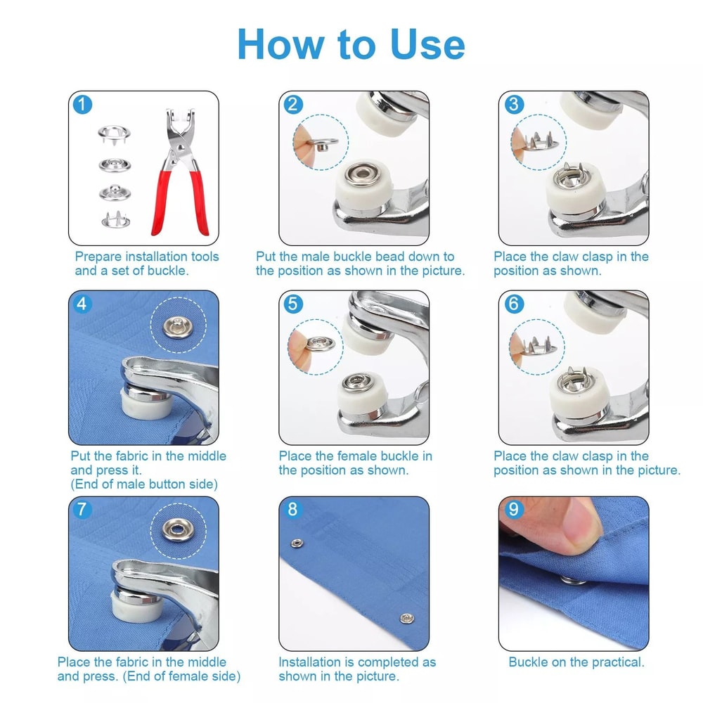 Press Studs With Pliers Durable Snap Fastener Kit For Sewing Projects 4