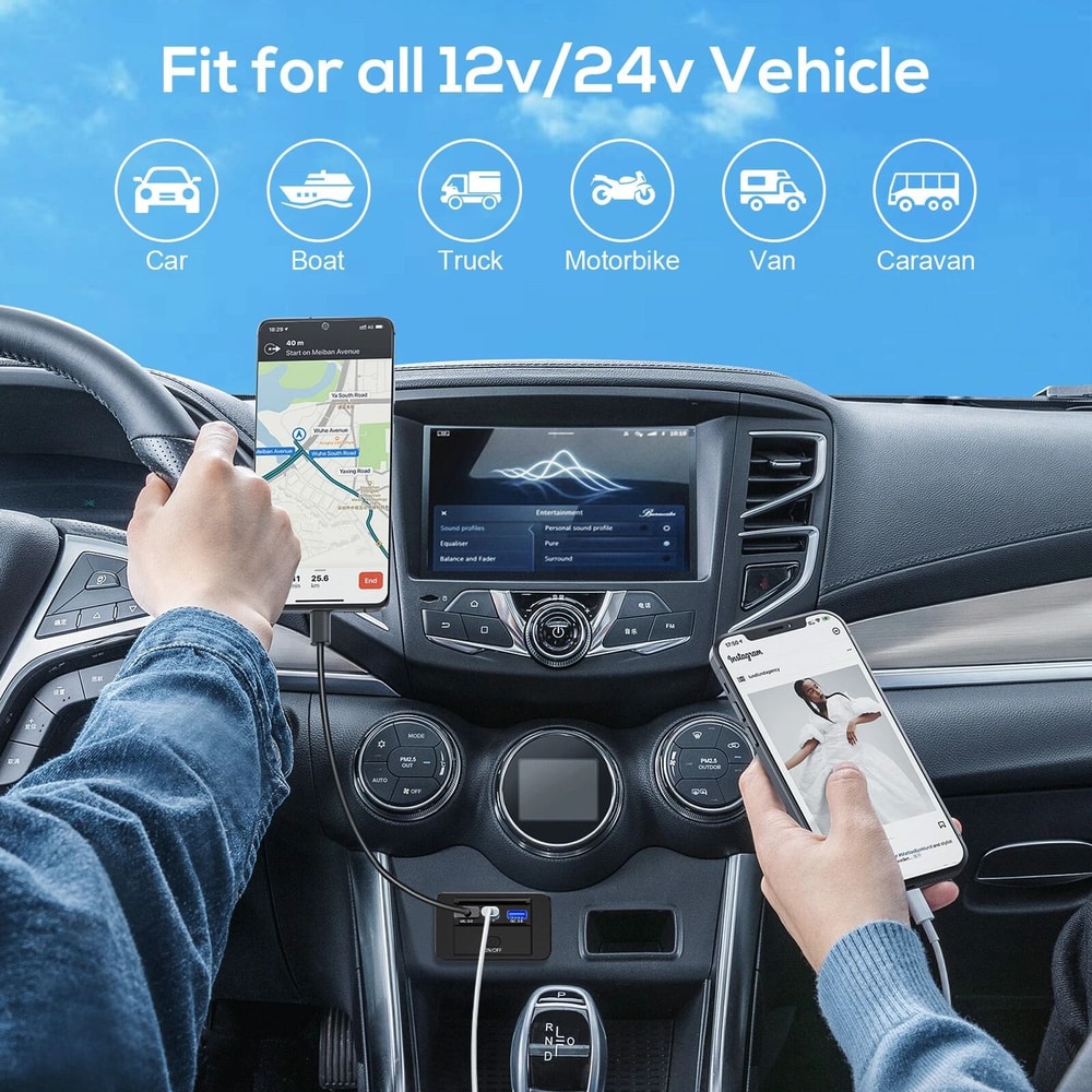 USB Car Outlet Fast Charger Dual USB PD Port With OnOff Switch 1