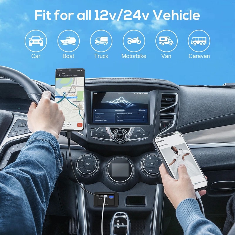 USB Car Outlet Fast Charger Dual USB PD Port With OnOff Switch 1