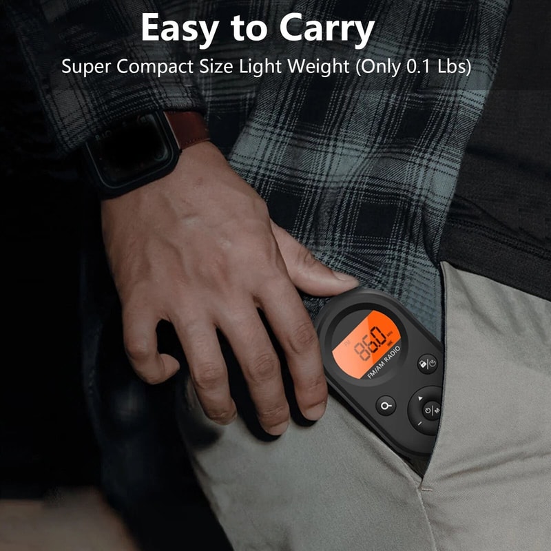 Radio Mini Digital AM FM Portable Pocket LCD Stereo Receiver Earphone Included USB Cable Rechargeab 2