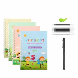 practice copybook set for boys girls, grooved magic tracing handwriting book practice kit