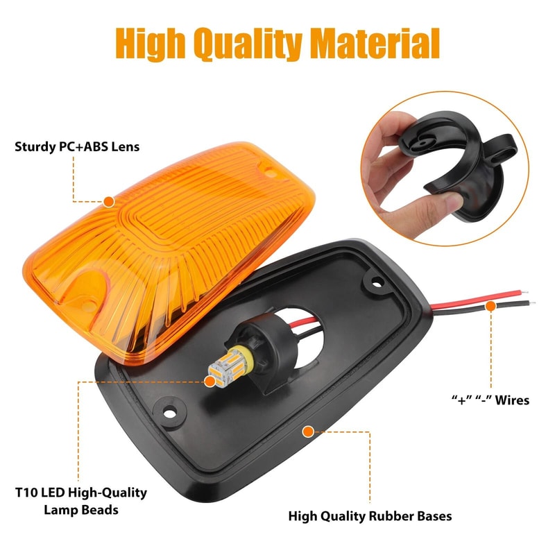 Roof Lights Amber LED Cab Marker Roof Top Running Light Waterproof High Visibility Clearance Lights 1