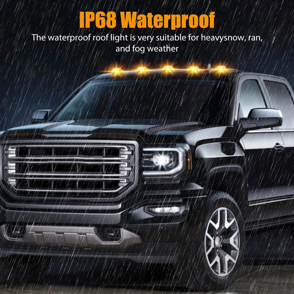Roof Lights Amber LED Cab Marker Roof Top Running Light Waterproof High Visibility Clearance Lights 4