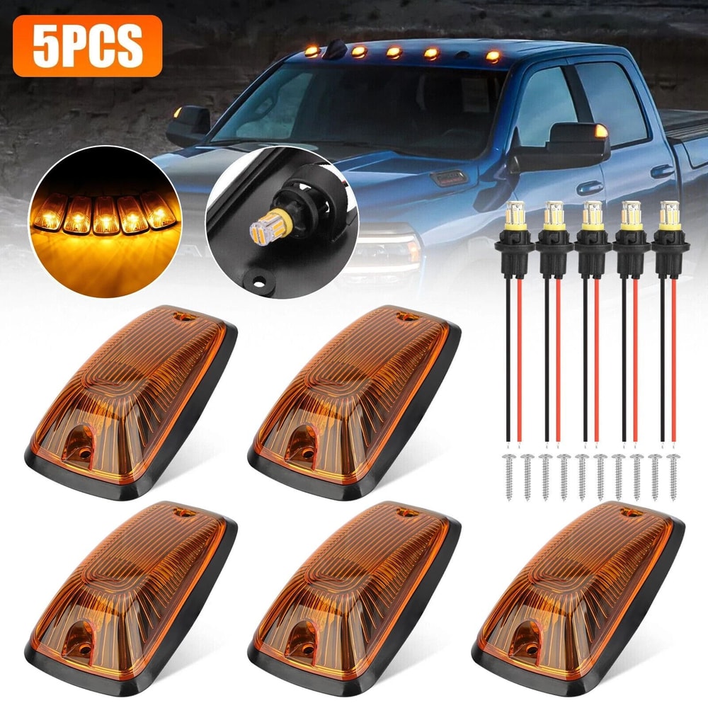 Roof Lights Amber LED Cab Marker Roof Top Running Light Waterproof High Visibility Clearance Lights 5
