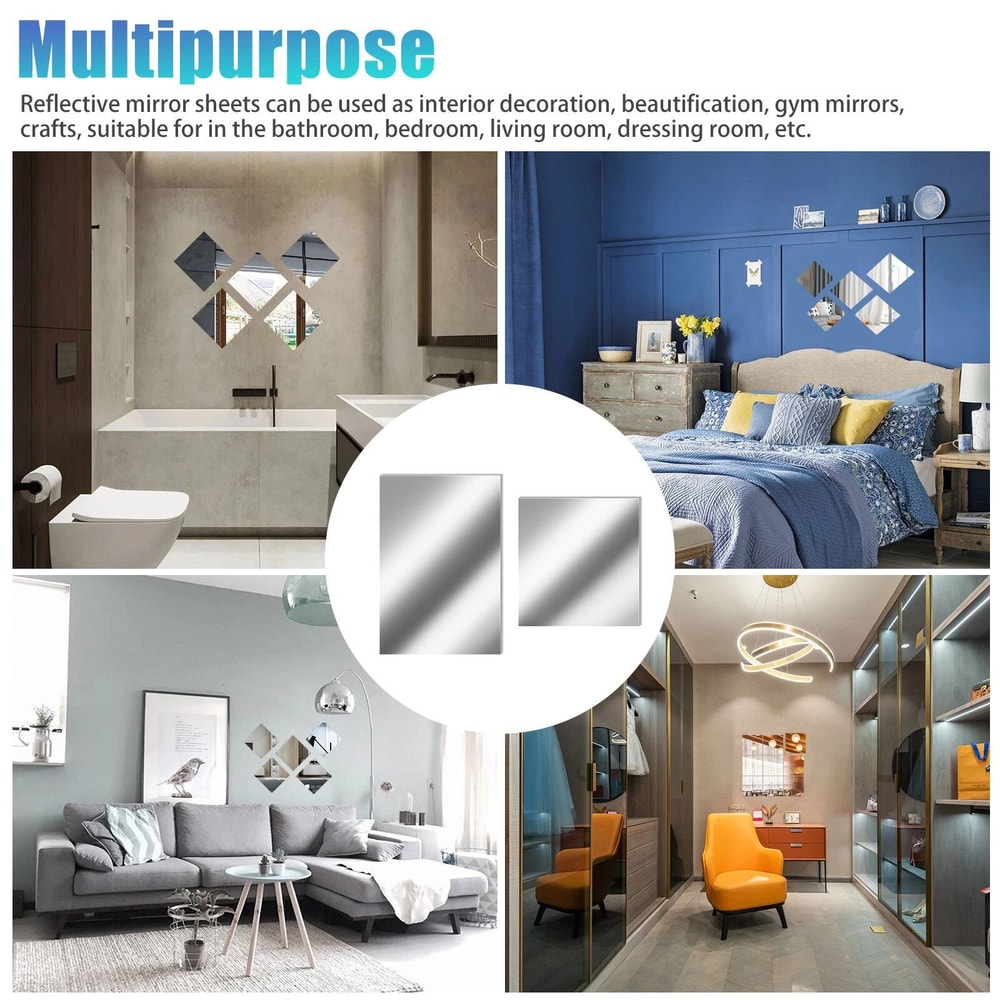 Reflective Wall Sticker Film Mirror Sheets Self Adhesive Peel And Stick Tiles For Home Decor 3