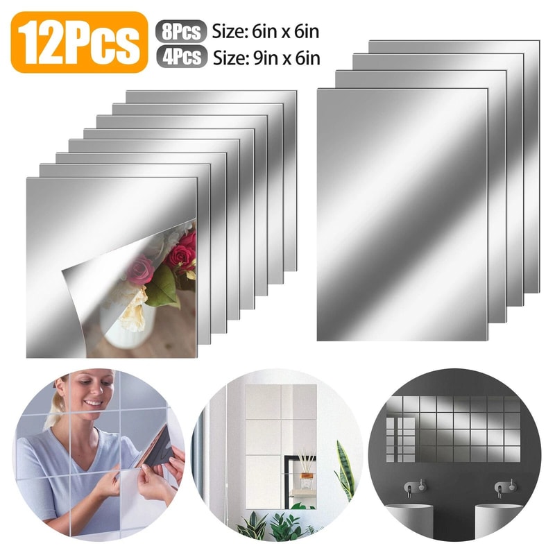 Reflective Wall Sticker Film Mirror Sheets Self Adhesive Peel And Stick Tiles For Home Decor 4
