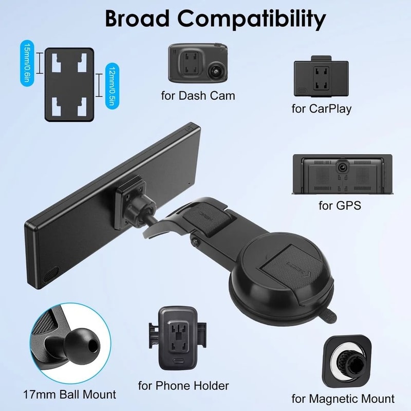 Suction Cup CarPlay Screen Mount Rotation Holder Universal Dashboard Mount 6