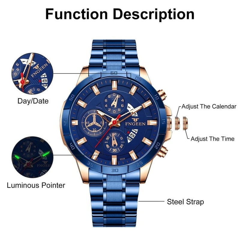 Stainless Steel Classic Watch Waterproof Men Business Wristwatch Elegant Timepiece Gift 5