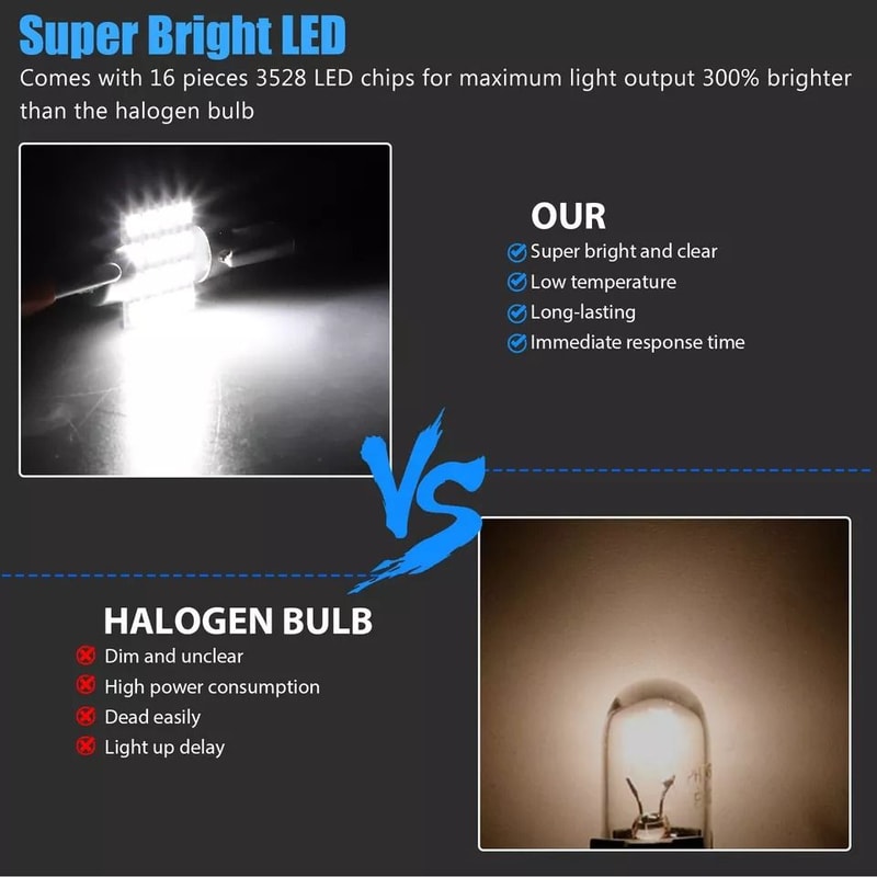 White LED Dome Map Interior Bulbs SMD Car Light Upgrade 7