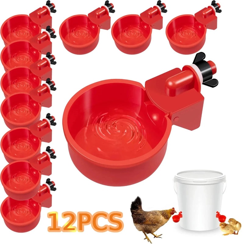 Automatic Chicken Waterer Poultry Watering Cups Drinker LeakProof Easy To Clean 3