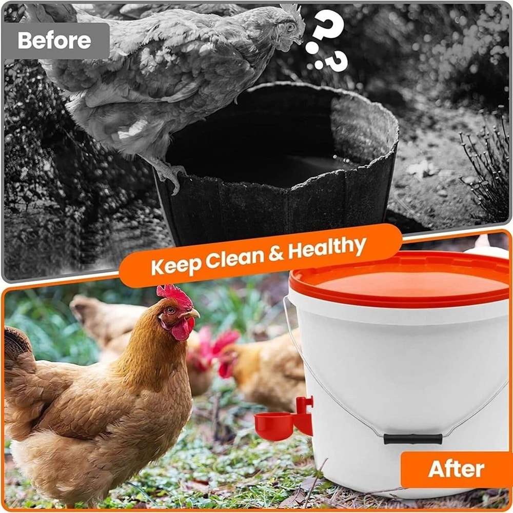 Automatic Chicken Waterer Poultry Watering Cups Drinker LeakProof Easy To Clean 4