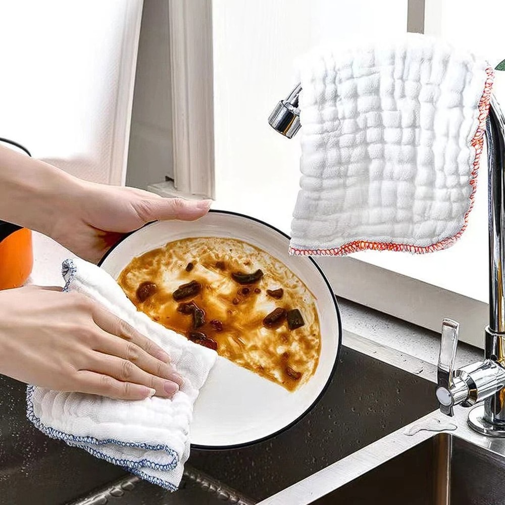 Cotton Kitchen Towels Super Absorbent Washing Rags NonAbrasive Dish Cloths For Cooking Cleaning 5