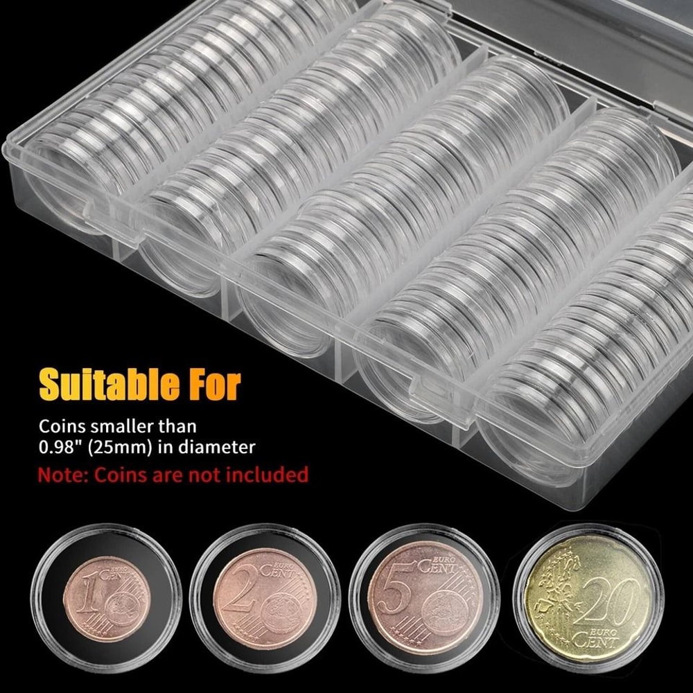 Clear Coin Holder Capsules Case For Coins Durable Storage Box 2