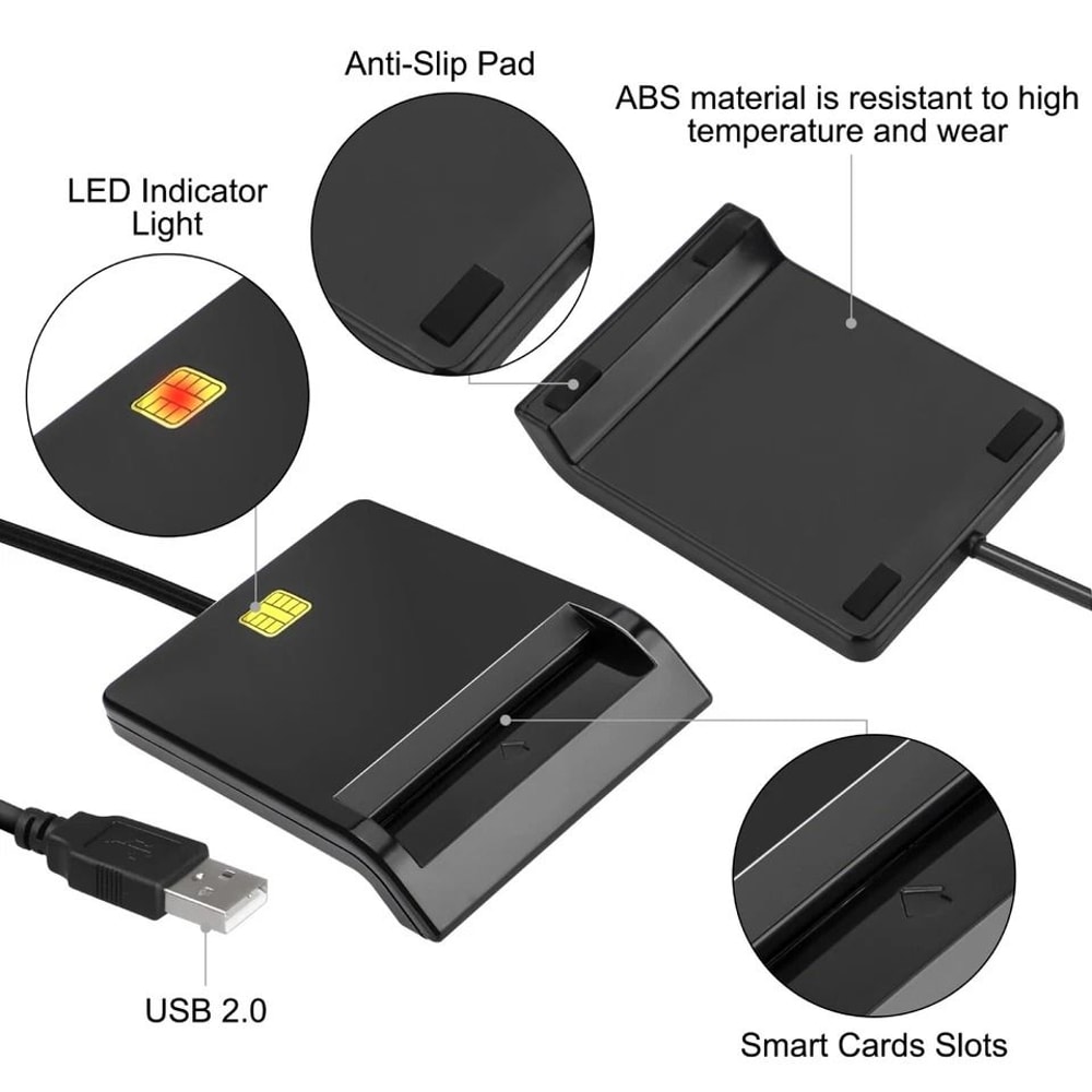 Military Common Access Card Reader USB Smart Chip Bank Credit Smart Card Compatible 2