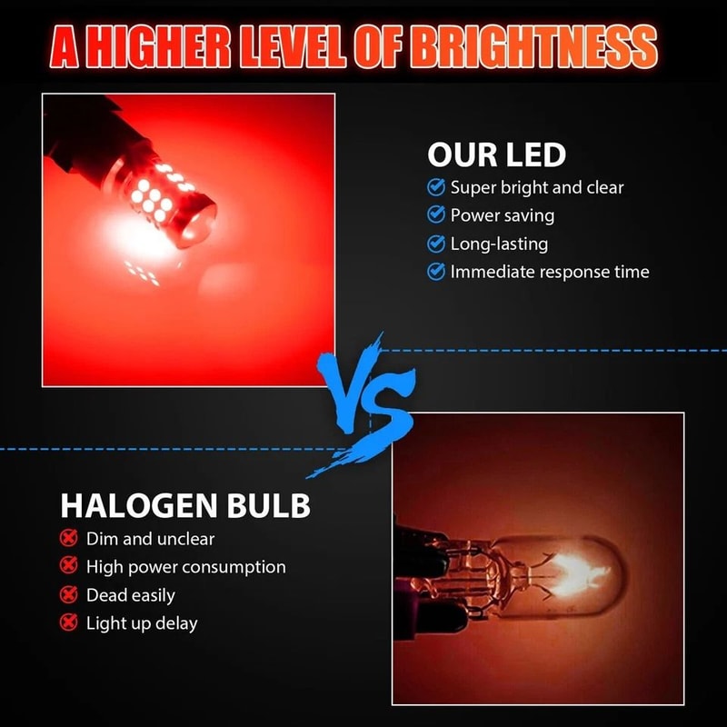 LED Red Strobe Tail Blinking Bulbs For Brake Light Warning Safety 1