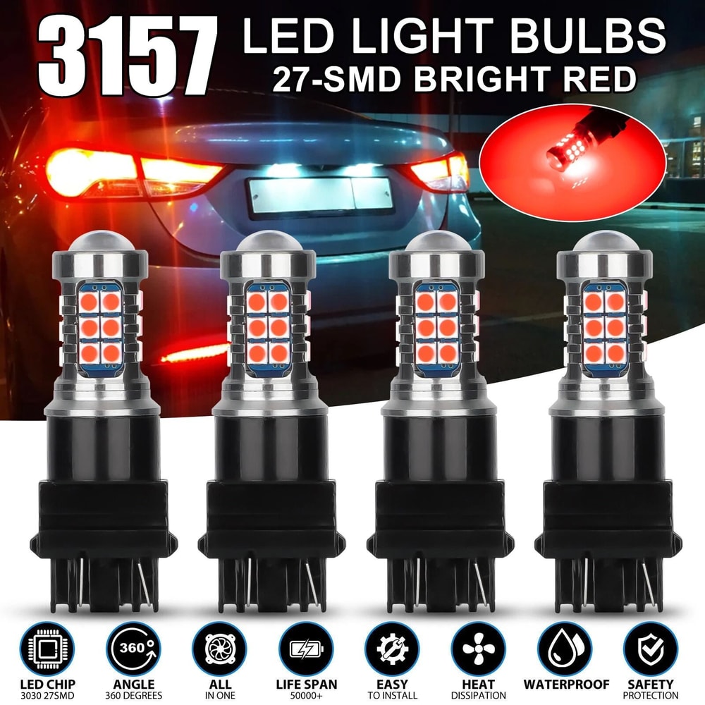 LED Red Strobe Tail Blinking Bulbs For Brake Light Warning Safety 3