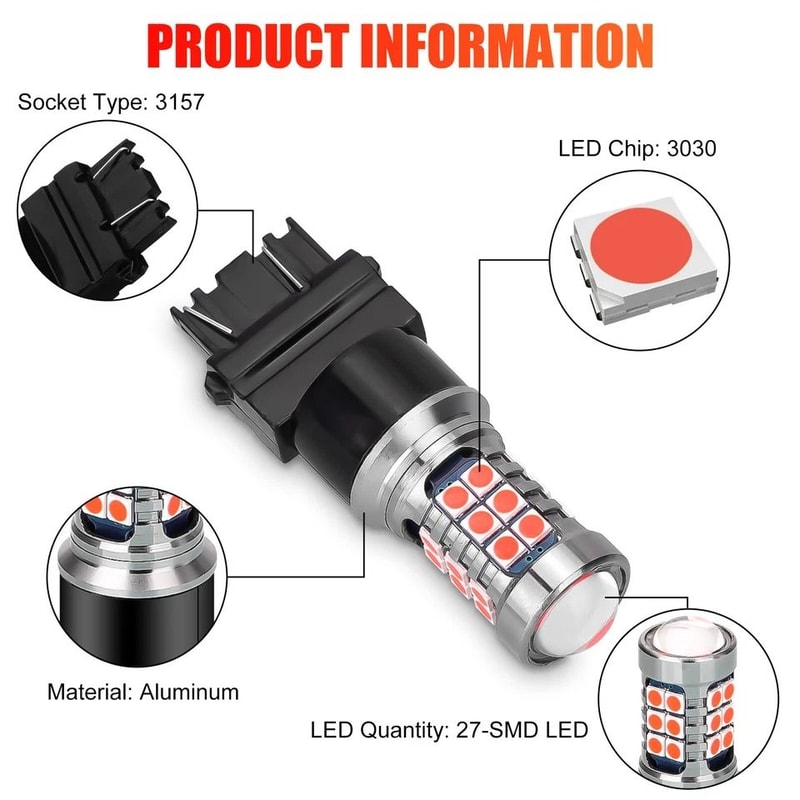 LED Red Strobe Tail Blinking Bulbs For Brake Light Warning Safety 8
