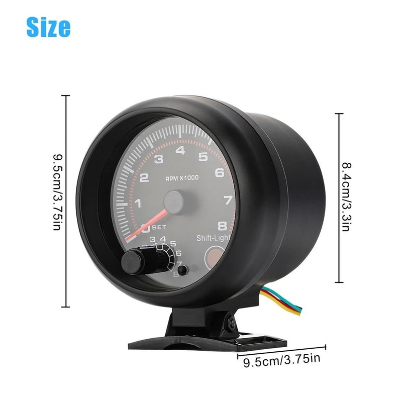 Tachometer Gauge With LED Shift Light Universal Car Meter For Petrol Engines RPM Indicator 1