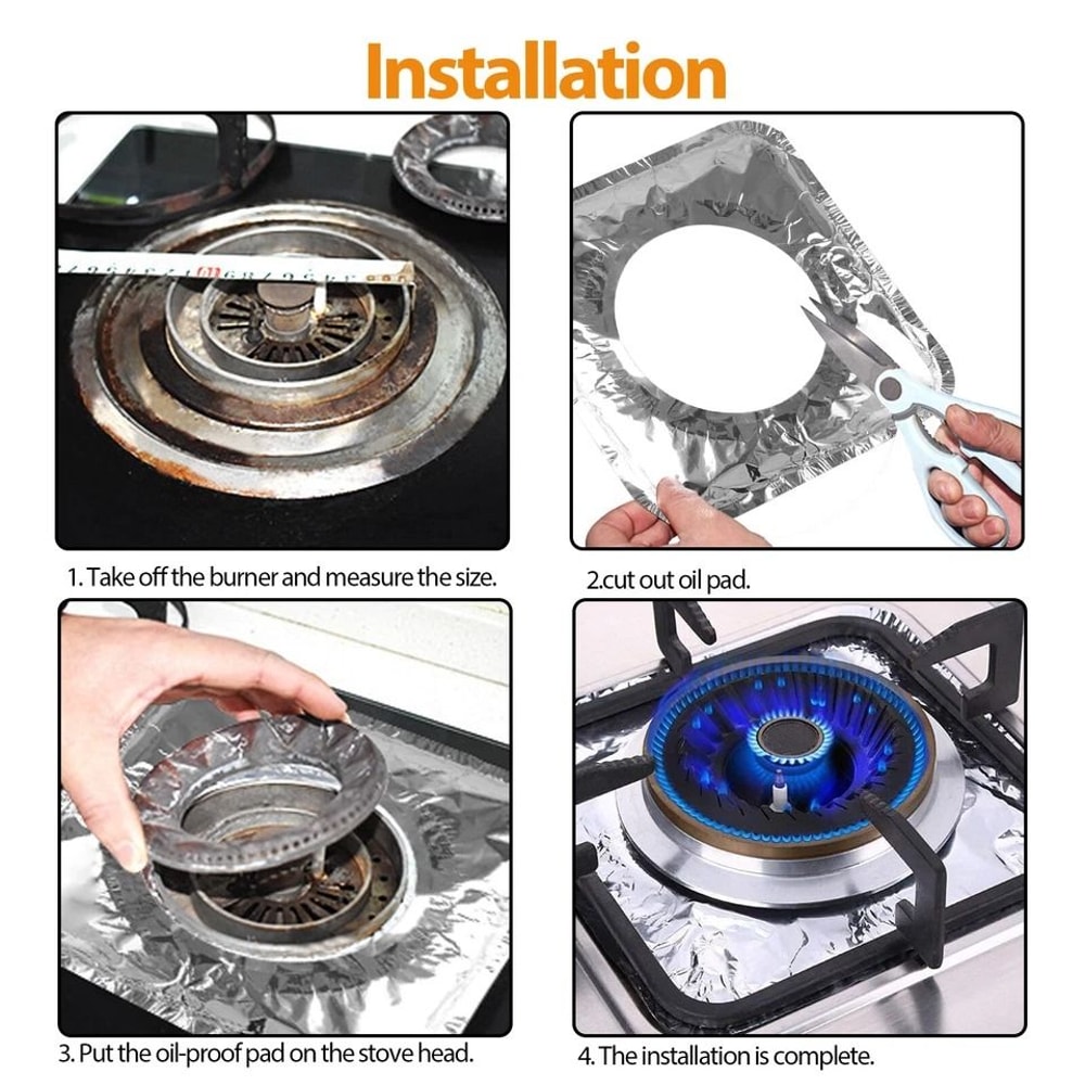 Heavy Duty Disposable Aluminum Stove Burner Liners Square Gas Burner Cover Tin Protector 1