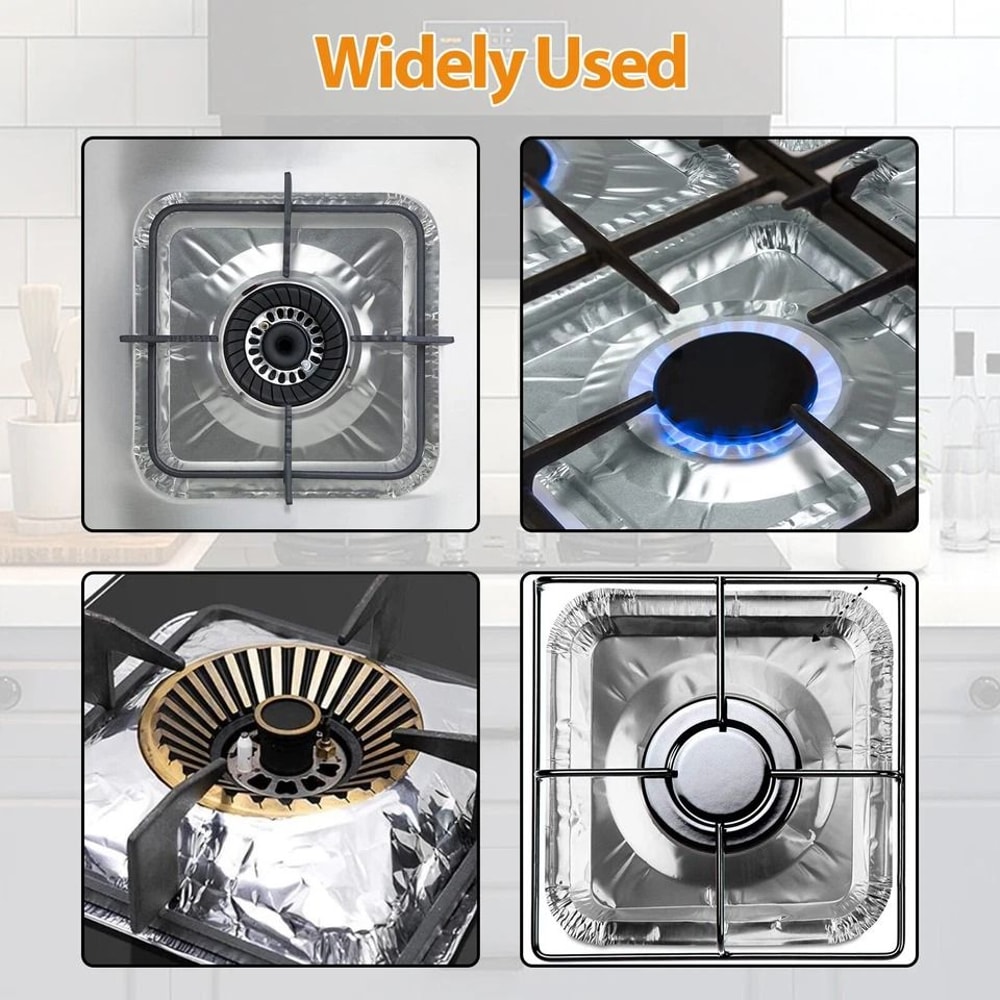 Heavy Duty Disposable Aluminum Stove Burner Liners Square Gas Burner Cover Tin Protector 5