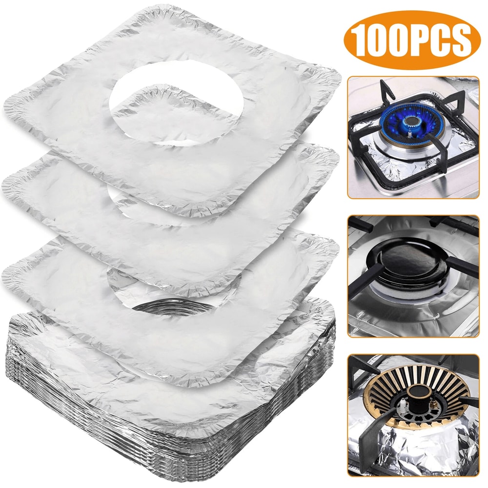 Heavy Duty Disposable Aluminum Stove Burner Liners Square Gas Burner Cover Tin Protector 8
