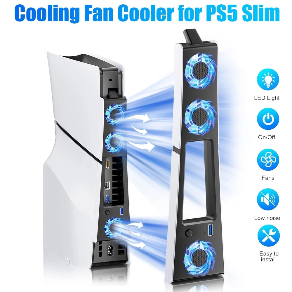 Slim External Cooling Fan USB Hub Blue LED Lights 1