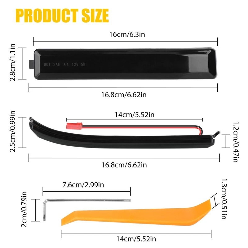 Side Mirror Sequential LED Turn Signal Light Lamp Waterproof 3