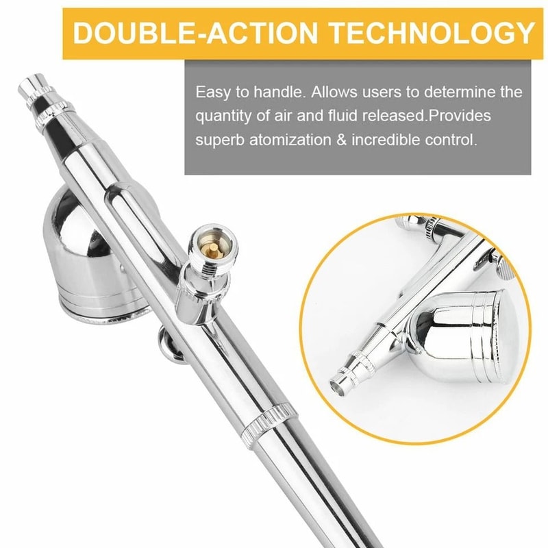 Airbrush Kit With Dual Action Gravity Feed Spray Gun For Painting Crafting 6