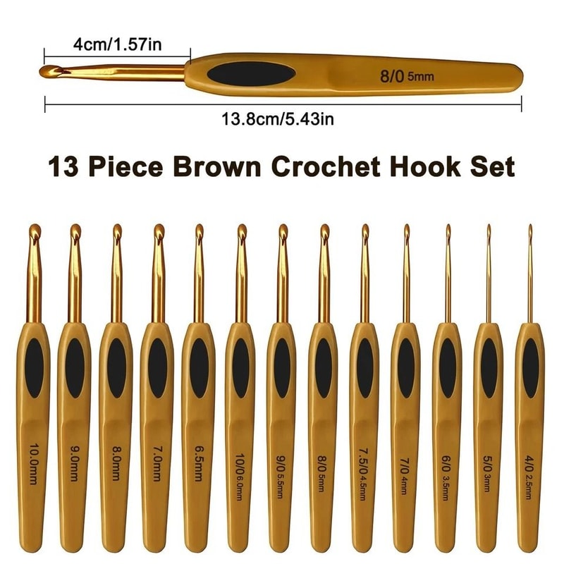 Complete Crochet Hooks Set Ergonomic Soft Grip Handle Alloy Knitting Tool 6