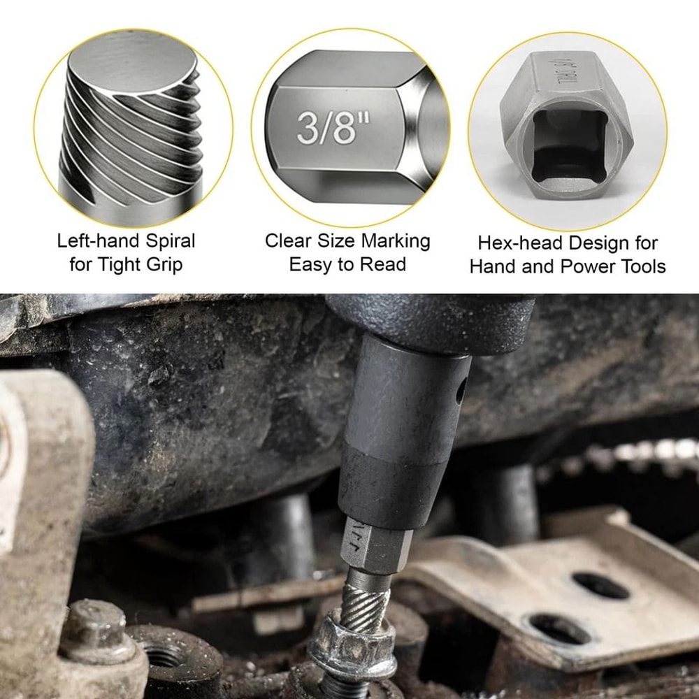 Broken Bolt Remover Tool Set MultiSpline Screw Extractor For Drill 5