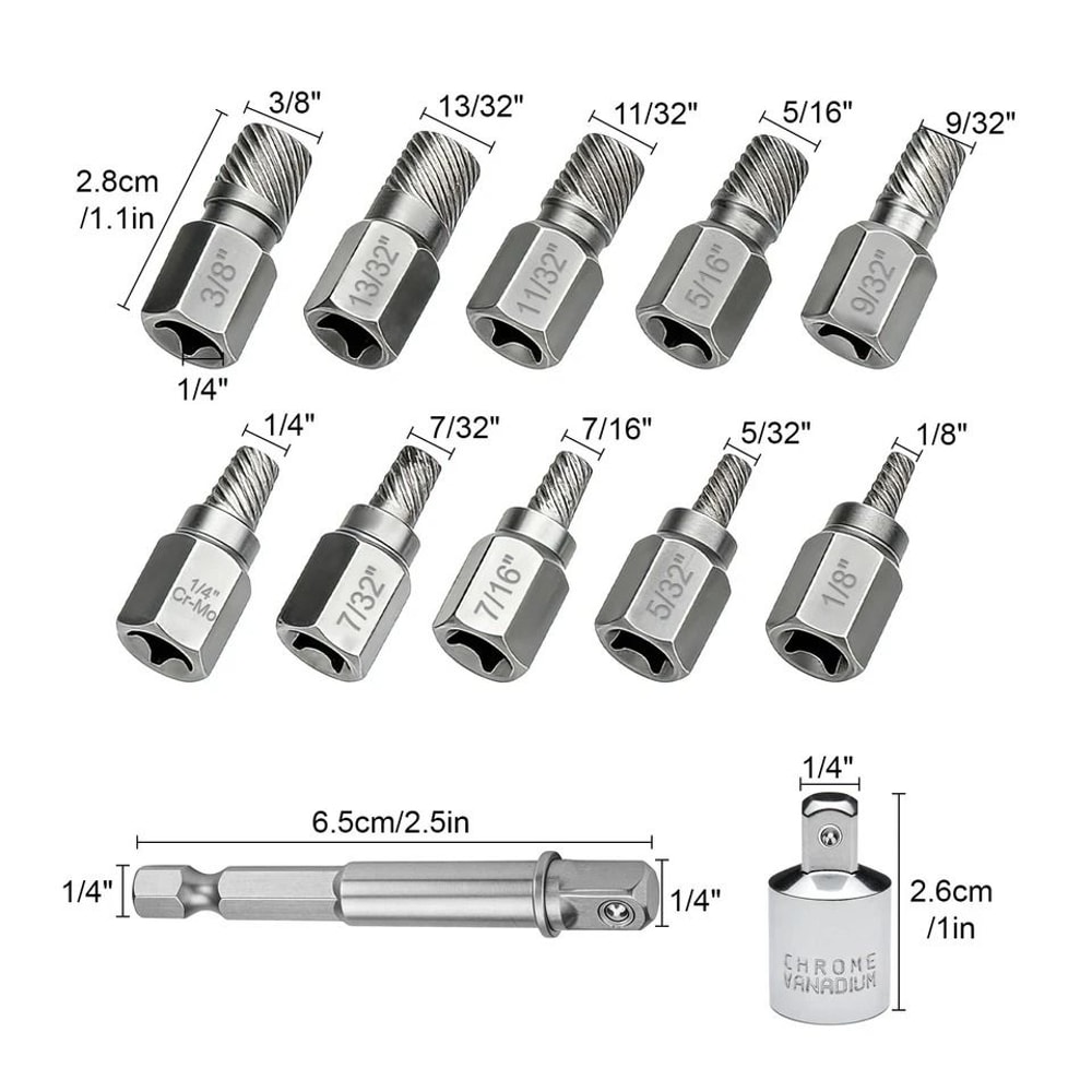 Broken Bolt Remover Tool Set MultiSpline Screw Extractor For Drill 6