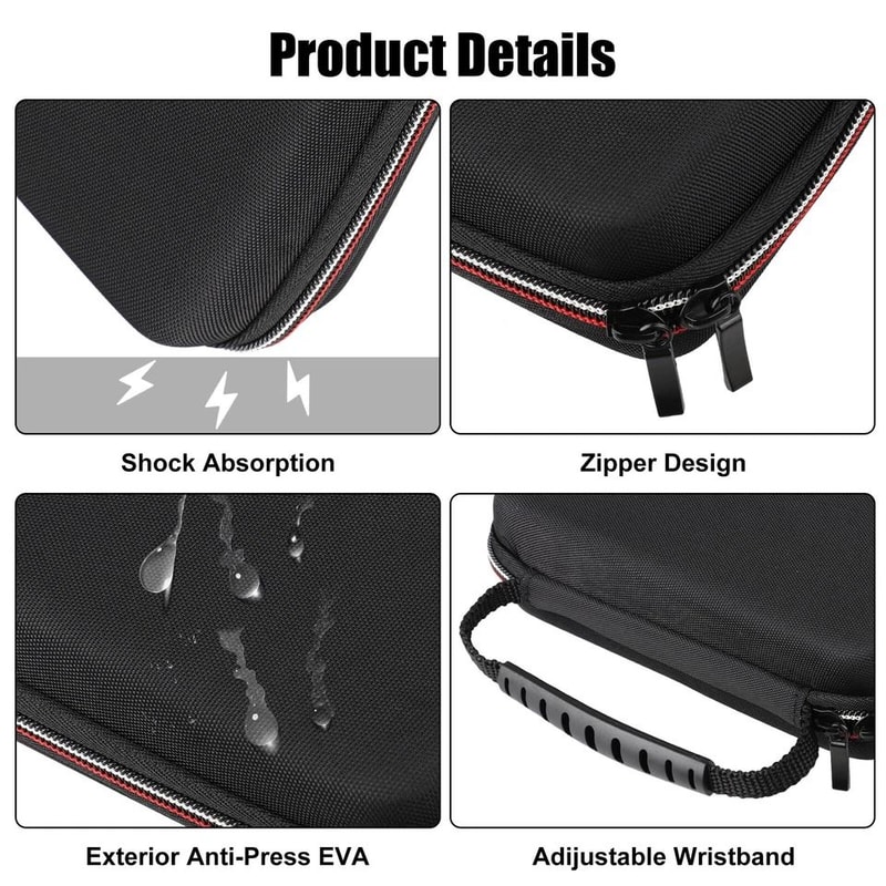 Hard Shell Carrying Case Protective Travel Cover Pouch Black 3