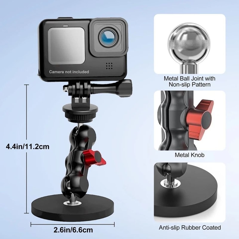Adjustable Magnetic Camera Mount UltraStrong Ball Head Mount For Cameras Smartphones And More 2