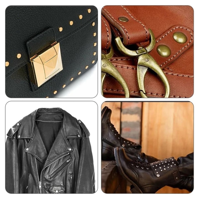 Leather Rivet Kit With Punching Tools Double Cap Metal Studs For DIY Craft 0